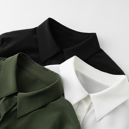 丁摩设计感长袖真丝衬衫女新品拼接防晒衬衣通勤桑蚕丝方领上衣AL1000606 商品图2