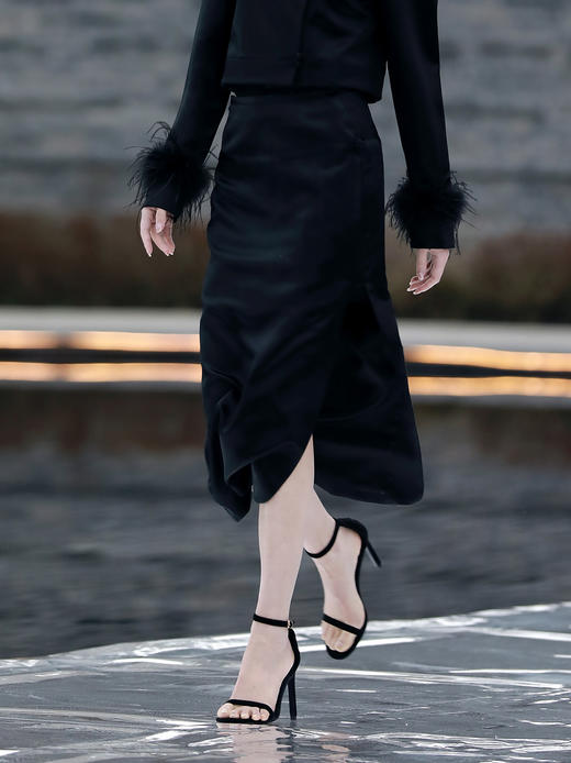 盛唐牡丹| 黑色丝毛新中式半裙 商品图1