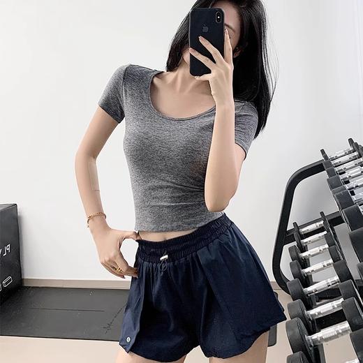【3~5天发货】跃牌【美度空间】系列 圆领裸感修身显瘦运动T恤高级感后腰镂空瑜伽短袖ADTX52016 商品图0