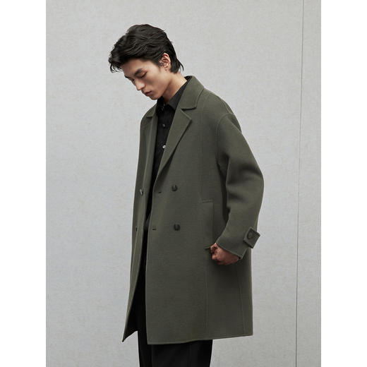 GXG男装 多色简约休闲基础平驳领长款大衣外套 2024年冬季热卖 商品图2