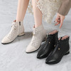 雀说真皮女靴复古镂空女鞋中粗跟妈妈鞋高帮打孔牛皮洞洞凉鞋AL3287 商品缩略图2