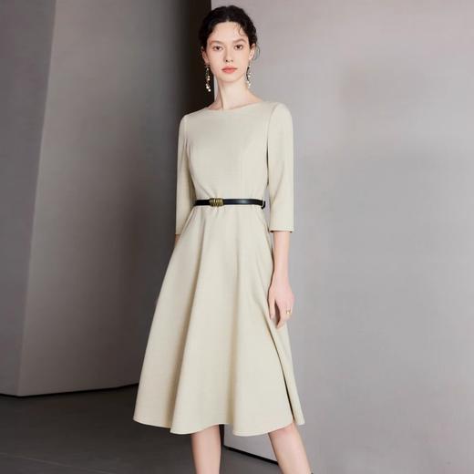 IWY/杏色新款气质春夏季连衣裙女修身收腰显瘦伞裙上班通勤穿搭A字裙Q1265 商品图0