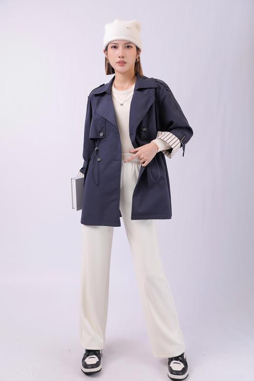 33BAQ230864袖口条纹抽绳风衣 商品图0