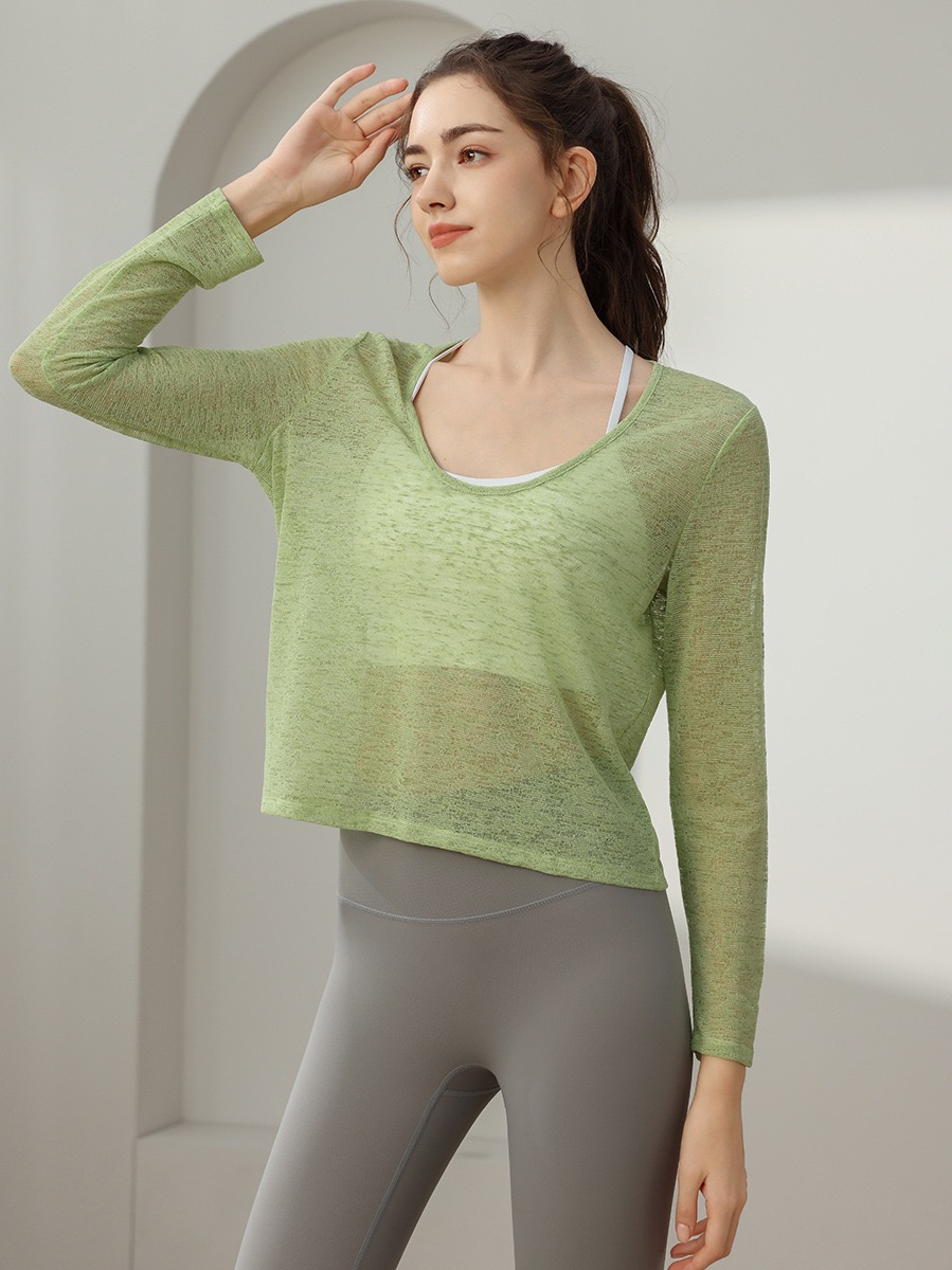 新款薄款罩衫宽松显瘦长袖瑜伽服女MXF99205