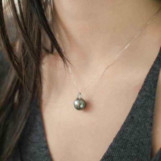 阮仕珍珠 玄彩系列G18K金大溪地黑珍珠吊坠 11-12mm 正圆 微瑕  极强光（赠银链） 商品图0