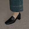 乐福鞋女2025春秋季法式粗跟中跟小皮鞋方头复古英伦单鞋！ 商品缩略图1