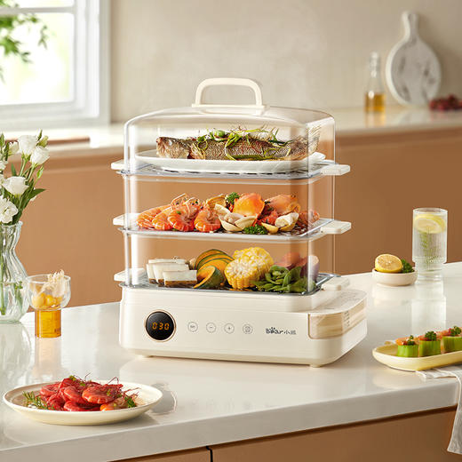 小熊/Bear 电蒸锅 DZG-CB3P2 米白色 电子式 三层蒸 商品图10