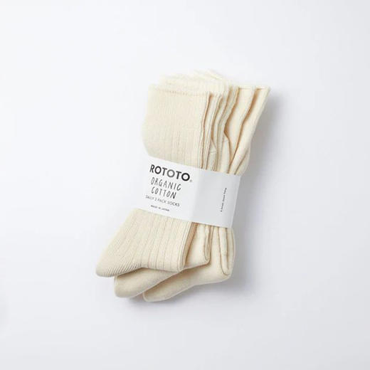 ROTOTO ORGANIC 日本奈良制美国有机棉无染色男女中帮袜子3双装 商品图3