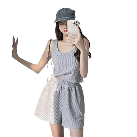 夏季新款【时尚内搭休闲运动套装】外穿短款吊带背心短裤两件套 商品图4
