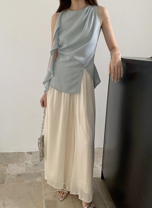 【波光粼粼又凉又垂 是裙子也是裤子 太爱这条纱裤裙了！】春夏新款高腰慵懒风 杨柳皱冰丝光裙裤 商品图2