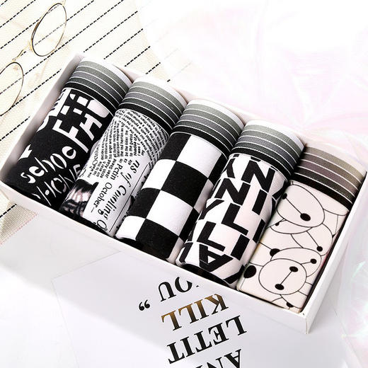 【可爱卡通设计，时尚潮流】五条装！男士内裤 青少年平角内裤 卡通高初中大学生 卡通四角短裤-QQ 商品图8