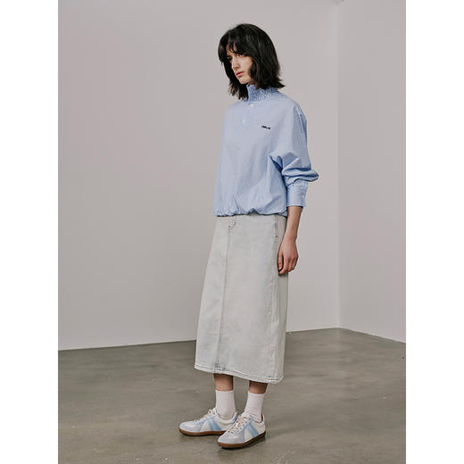 UMILAB【垦丁】高含棉量高弹VTG复古水洗开衩直筒牛仔半裙BD781M 商品图4