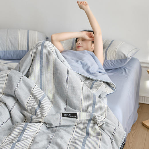 【色织水洗棉全棉夏凉被】2025新款原创侘寂系列全棉夏被-夏被四件套 商品图4