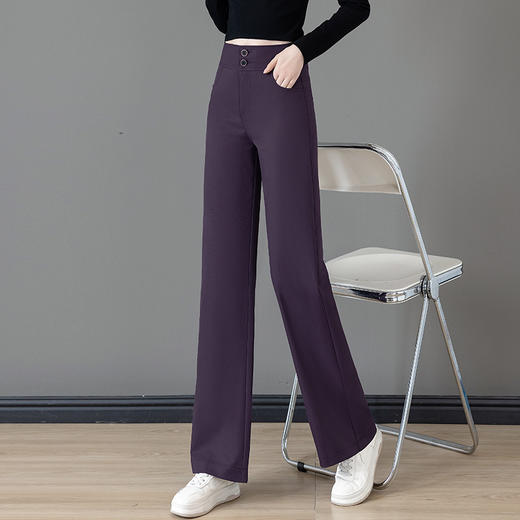 WM-507闲窄版阔腿裤女春秋2025年新款高腰双扣宽松垂感直筒西装裤子 商品图2