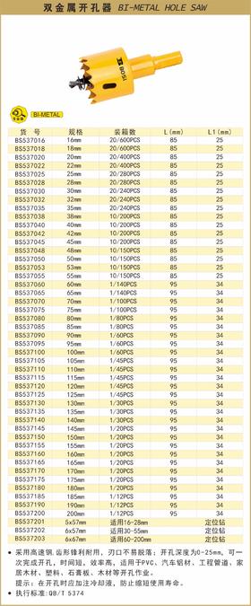 波斯 双金属开孔器110mmBS537110