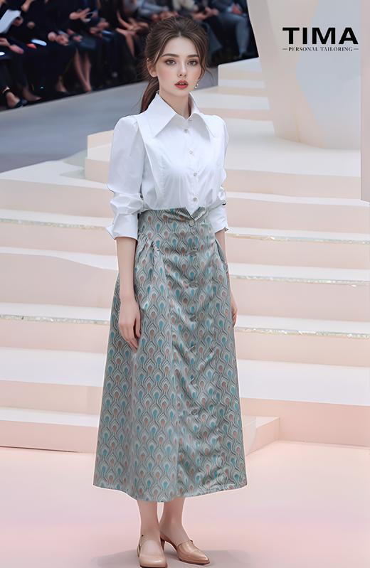 高腰侧抽皱半裙 商品图1