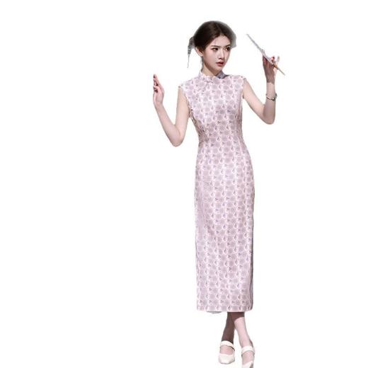 GX时尚改良新中式长款竹节麻无袖旗袍2025春夏新款日常旗袍裙 商品图4