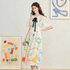 两三事 魔法绘笔 2025春季新款文艺风手绘印花腰封系带连衣裙 商品缩略图3