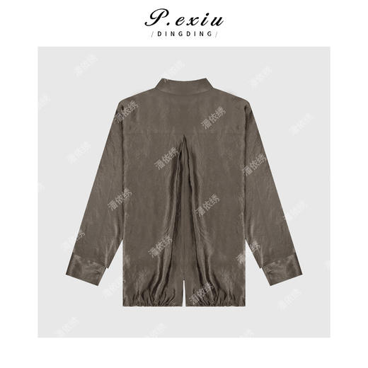 04-3潘依绣丁丁宠粉PanYiXiu/潘依绣100%醋酸慵懒垂感微光泽长袖衬衫 W-62830 商品图2