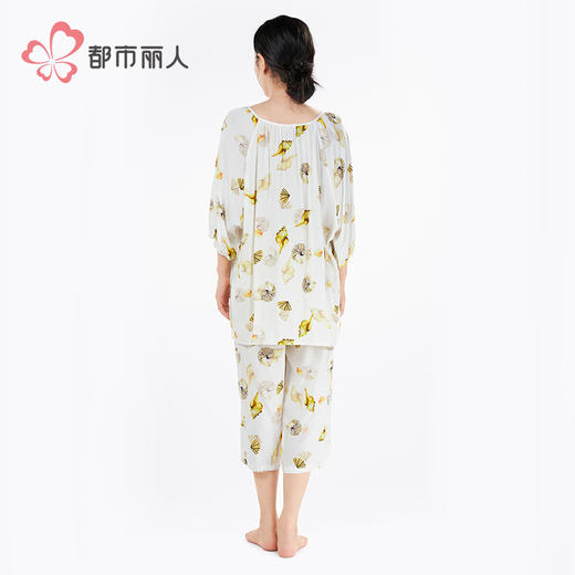 都市丽人生活家居女士梭织棉七分袖套装薄梭织人棉长袖类LHH2G3 商品图3