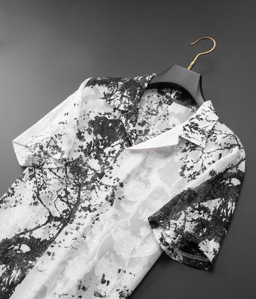 【戗驳领】【DDA】大依优型大码花衬衫短袖衬衫翻领衬衣商务休闲透气半袖夏季上衣男士 商品图1