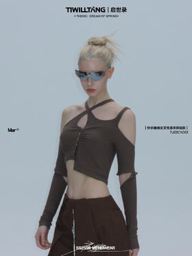 启世录TIWILLTANG“绝迹殷焕”缠绕交叉性感吊带短款上衣女夏