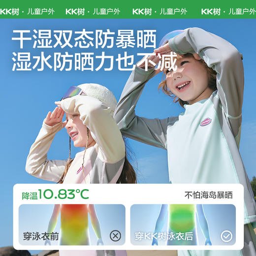 KK树儿童泳衣男童女孩分体长袖游泳衣宝宝海边沙滩防晒泡温泉套装小雪糕魔法生花泳衣 商品图1