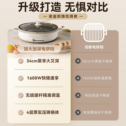 小熊（Bear）电饼铛电饼档家用单面煎饼锅加大烙饼锅早餐机蛋饼机煎烤机多功能3档火力 50mm加深 DBC-H16U5 淘气 商品图2