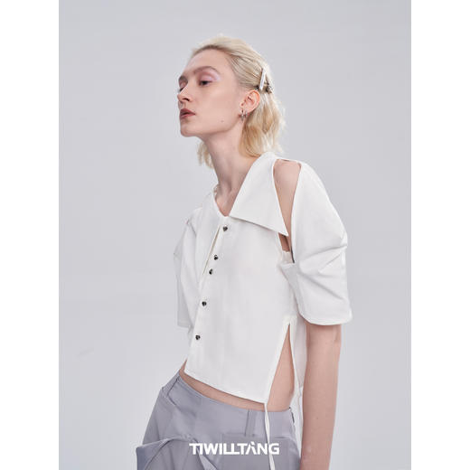 启世录TIWILLTANG“维度转折”多维立体翻折短袖上衣个性设计感女 商品图2