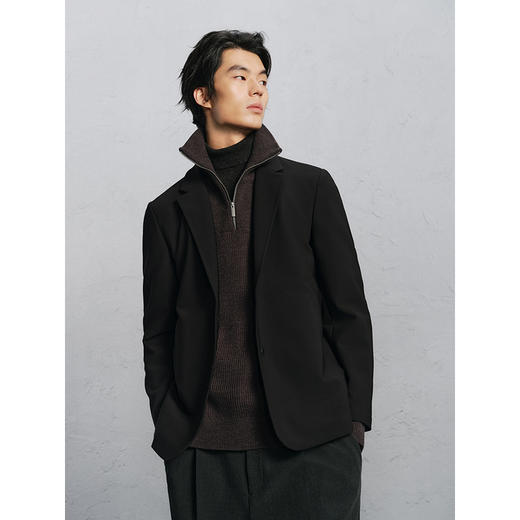 GXG男装 黑色简约合体西服男通勤外套 24年冬G24X014008 商品图2