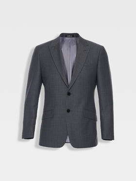 callisto星河灰单排扣戗驳领绵羊毛混纺西服