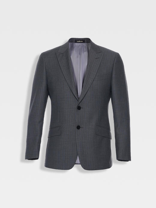 callisto星河灰单排扣戗驳领绵羊毛混纺西服 商品图0