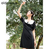 oldcolour夏季新款黑色优雅气质撞色减龄短款连衣裙女Q211003A1 商品缩略图2