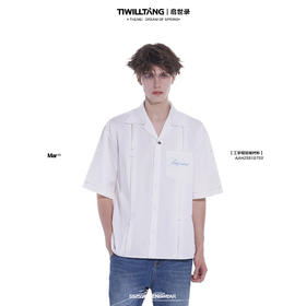 启世录TIWILLTANG“季夏海”工字褶短袖衬衫夏季春衬衫高级感衬衣