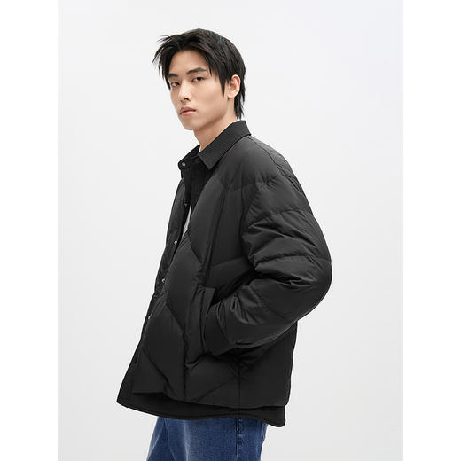 GXG男装  冬季热卖GXG男士纯色拼接翻领羽绒服男士休闲百搭外套鸭绒 商品图3