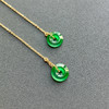 高冰到玻璃种阳绿翡翠平安扣耳线18k黄金镶嵌 商品缩略图2