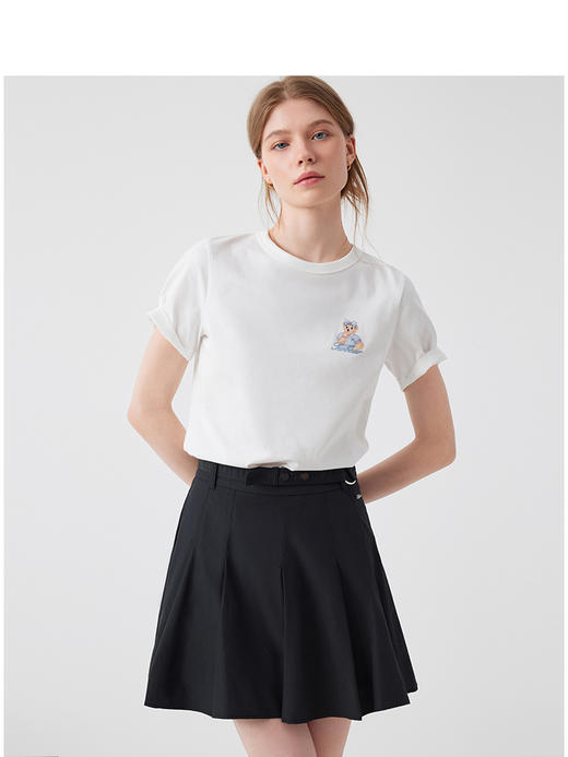 Teenie Weenie小熊女装圆领T恤清新简约休闲基础短袖TTRA252402T 商品图1