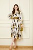 ELLA JADE 橄榄绿色V领印花连衣裙 19733 商品缩略图1