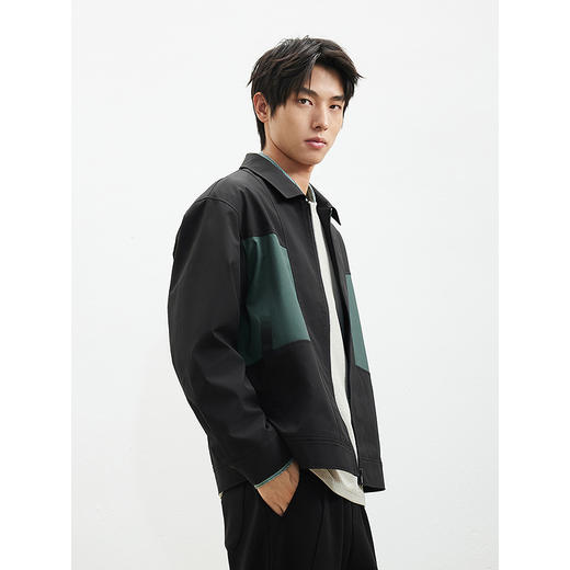 GXG男装 2025年春季GXG热卖日常简约百搭拼接撞色男士翻领外套夹克 商品图3
