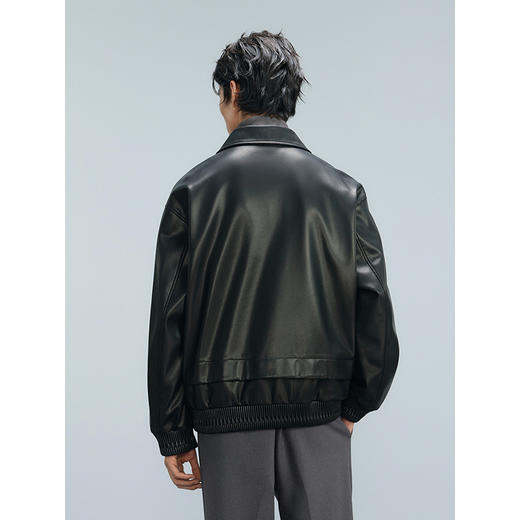 GXG男装 荔枝纹感pu夹克男通勤外套24年冬热卖G24X214091 商品图3