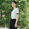 oldcolour夏季新款简约百搭V领撞色短袖针织套头上衣女Q240503A1 商品缩略图1