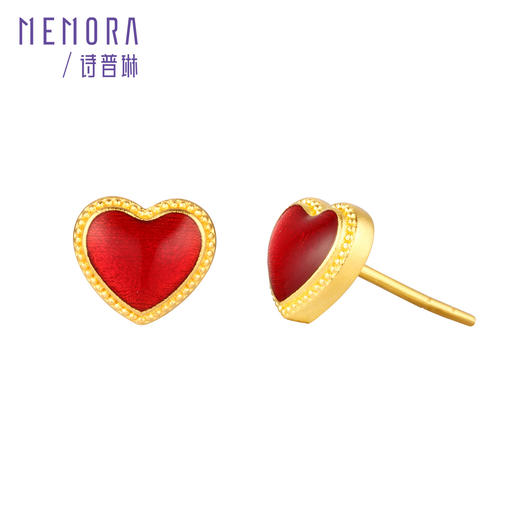 东方国色 黄金耳饰小红心耳钉 足金方块耳饰女士礼物【按克计价黄金3】MEMORA诗普琳GE228802、GE230302、GE230402 商品图10