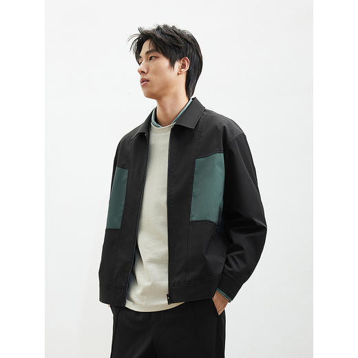 GXG男装 2025年春季GXG热卖日常简约百搭拼接撞色男士翻领外套夹克 商品图2