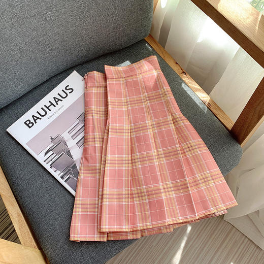 【半身裙短裙女】夏大码a字韩版高腰百褶裙 学生网球裙格子jk制服裙子 商品图5