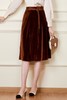 Le Malene 棕色中长款丝绒腰带半裙 19907 商品缩略图0