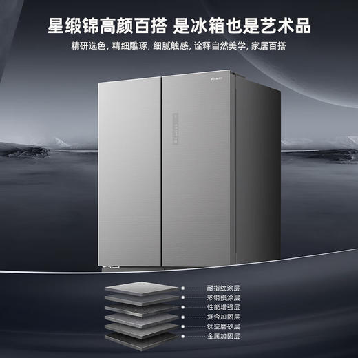 美菱 545升  十字门冰箱 三挡调温 大容量 干湿精控分储 -32°深冷速冻 ADF离子净味  一级双变频BCD-545WP9BX【星缎锦彩晶系列】 商品图1