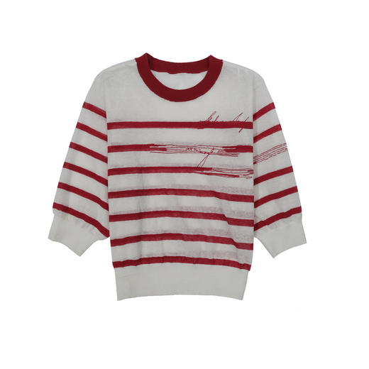 谜底针织衫短袖女2025夏季新品复古文艺宽松T型短毛衣252MZ0883 商品图4