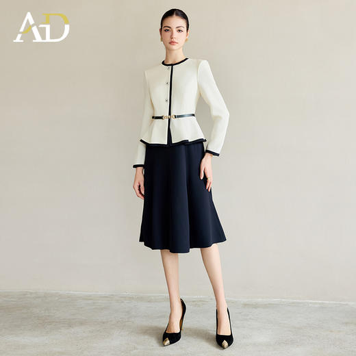 AD小香风连衣裙2025新款假两件拼色套装时尚洋气减龄显瘦遮肉伞裙 商品图2