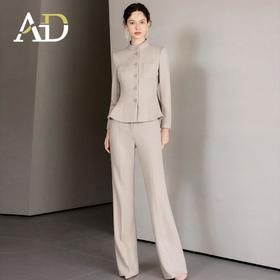 AD冬季加厚毛呢西装套装女士职业装浅色正装高端公务员教师工作服
