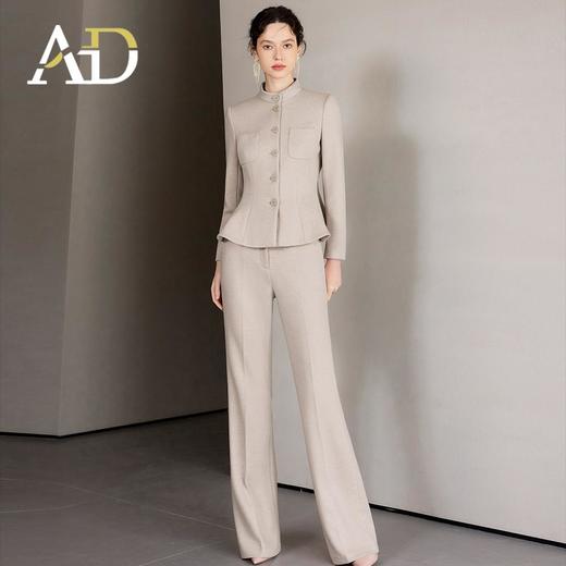 AD冬季加厚毛呢西装套装女士职业装浅色正装高端公务员教师工作服 商品图0